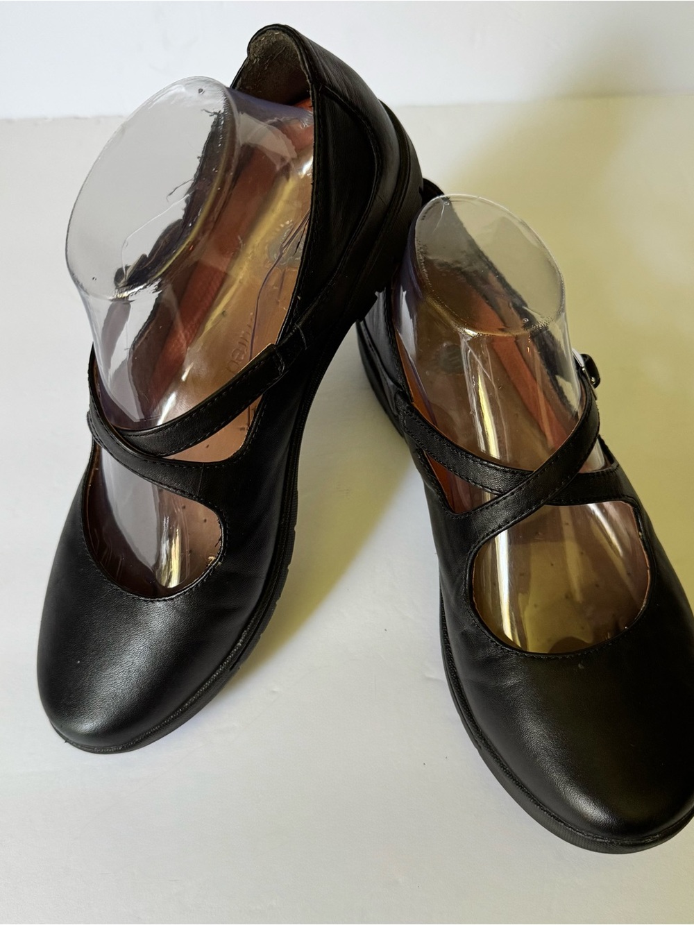 Clarks Unstructured Women's 6 Mary Jane Leather Flats Black Comfort Shoes